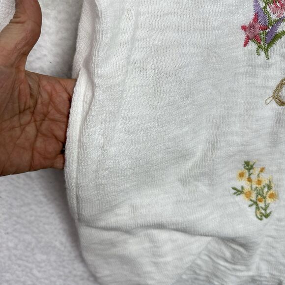 Boho Lagenlook Embroidered Jacket Hoodie Plus 2X White Cotton Floral Butterfly - Picture 7 of 16